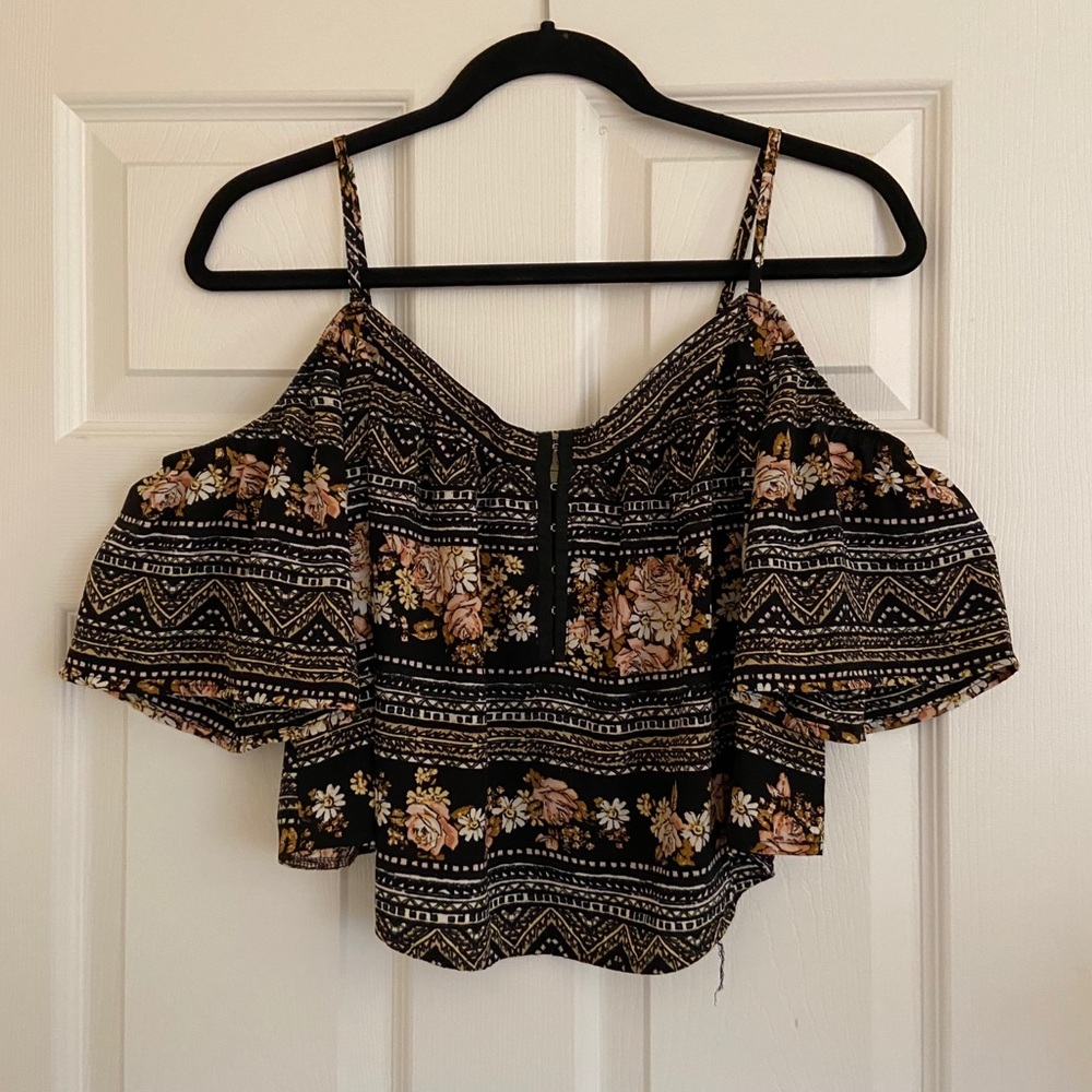Patterned off the shoulder tank top
